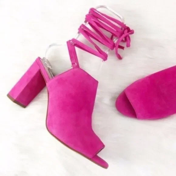 JAMES CHAN Allegra Ankle Wrap Sandal in Pink